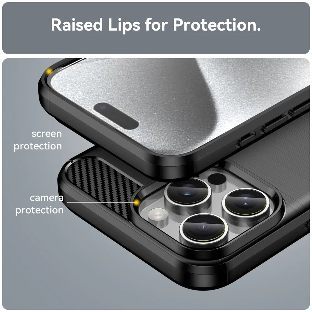 WANLONFENG For iPhone 16 Pro Max Case with Screen Film  LS Series Big Lens Hole Brushed Texture TPU Phone Cover - Black - 7