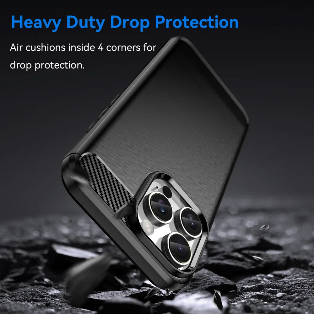 WANLONFENG For iPhone 16 Pro Case with Screen Film  LS Series Big Lens Hole Brushed Texture TPU Phone Cover - Black - 4