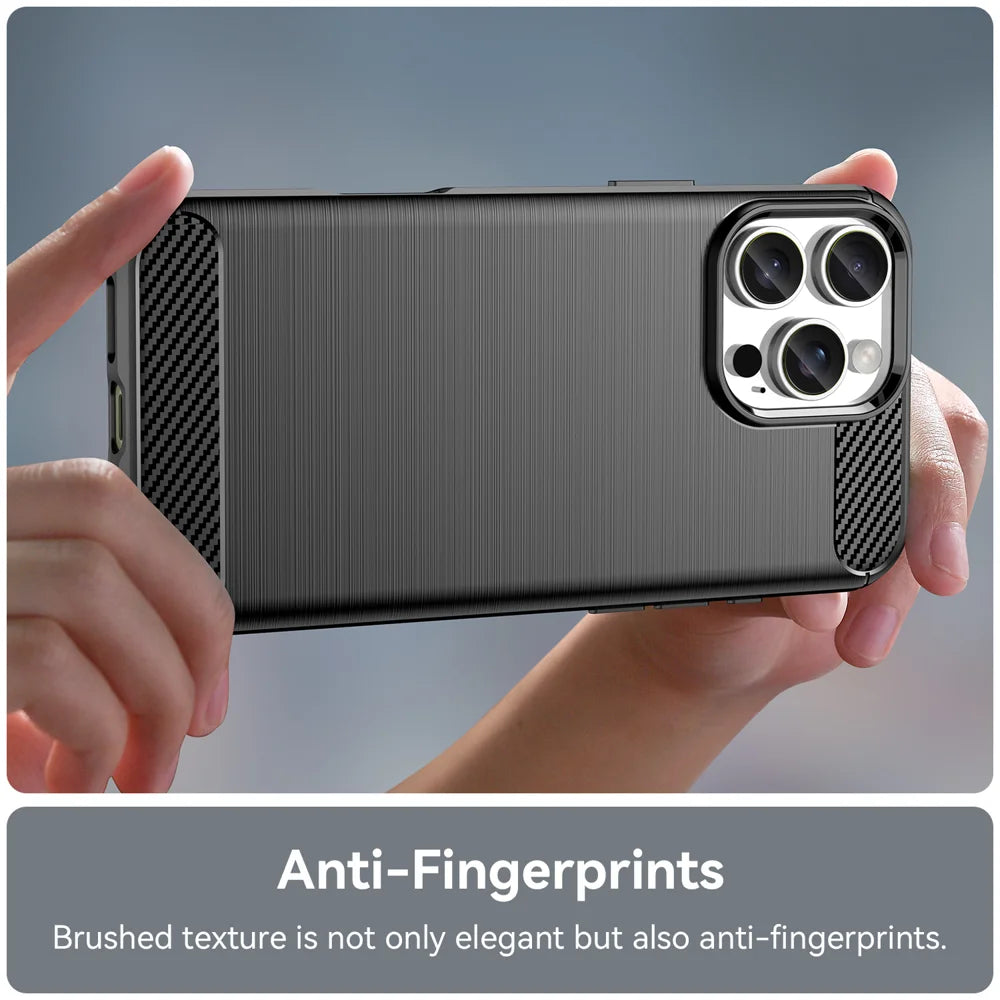 WANLONFENG For iPhone 16 Pro Case with Screen Film  LS Series Big Lens Hole Brushed Texture TPU Phone Cover - Black - 6