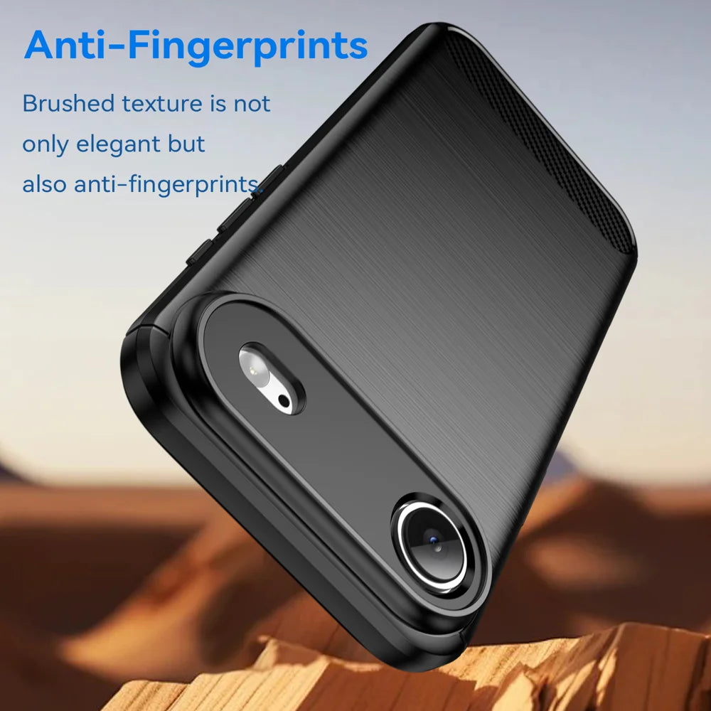 WANLONFENG For iPhone Air Case with Tempered Glass  LS Series Brushed Texture TPU Phone Cover - Black - 4