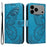 For iPhone 18 Pro Max / 17 Pro Max Case Butterfly Pattern PU Leather Folio Flip Phone Cover -  Blue - 1