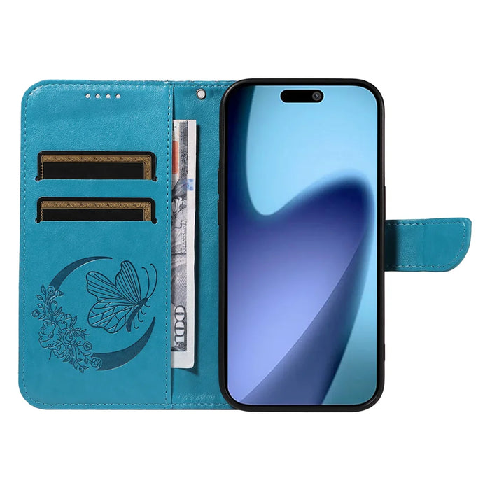 For iPhone Air Case Butterfly Pattern PU Leather Folio Flip Phone Cover -  Blue - 2