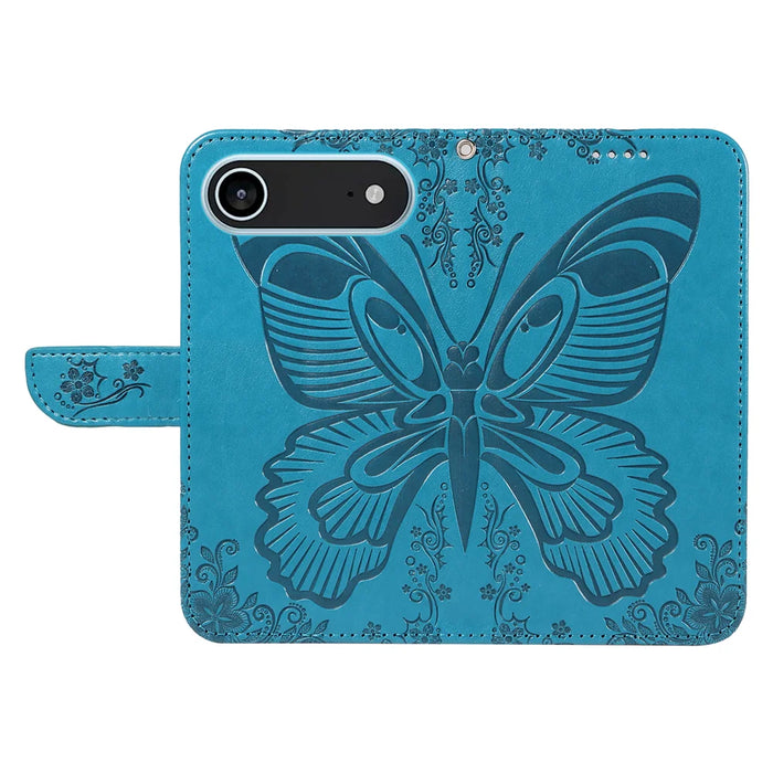 For iPhone Air Case Butterfly Pattern PU Leather Folio Flip Phone Cover -  Blue - 3