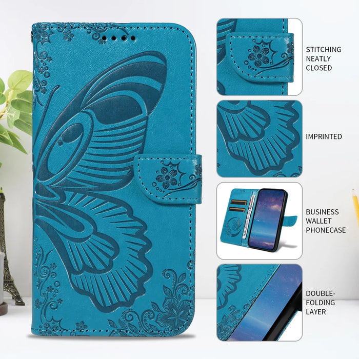 For iPhone Air Case Butterfly Pattern PU Leather Folio Flip Phone Cover -  Blue - 6