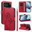 For iPhone 18 Pro / 17 Pro Leather Wallet Case with Strap Dandelion Imprint Phone Stand Cover - Red - 1