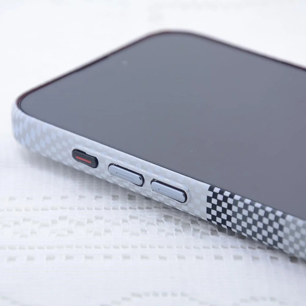 For iPhone 16 Pro Max Magnetic Case Carbon Fiber Texture Water Transfer PC Phone Cover - Carbon Green - 6