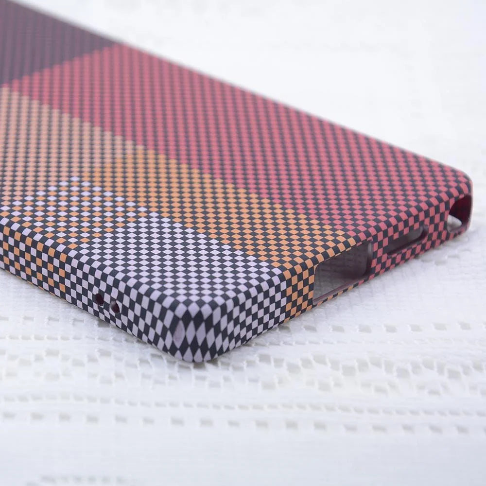 For Samsung Galaxy S25 Ultra Magnetic Case Carbon Fiber Texture Water Transfer PC Phone Cover - Red Pattern Blocks - 4