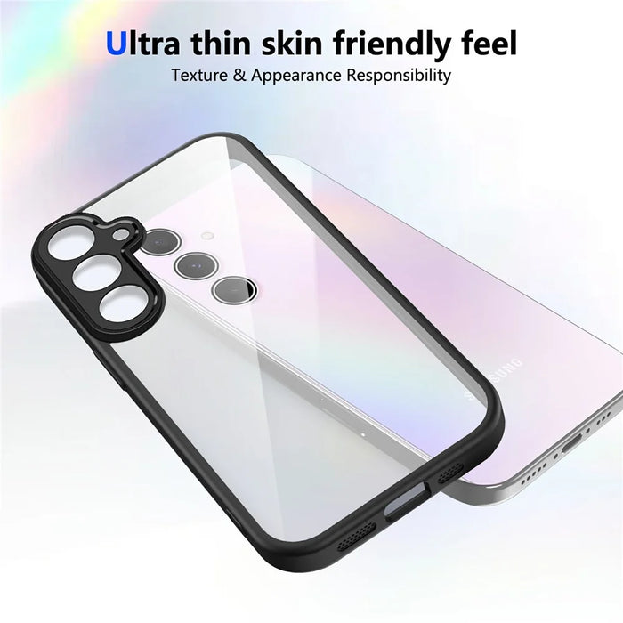 For Samsung Galaxy S24 FE Case Matte Skin Touch Clear PC + TPU Shockproof Phone Back Cover - Black - 3