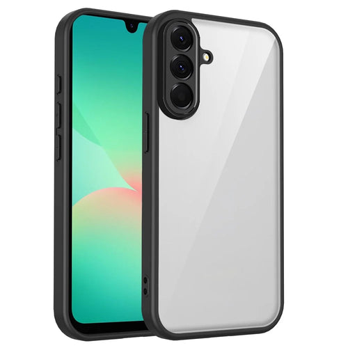 For Samsung Galaxy A26 5G Case Matte Skin Touch Clear PC + TPU Shockproof Phone Back Cover - Black - 1