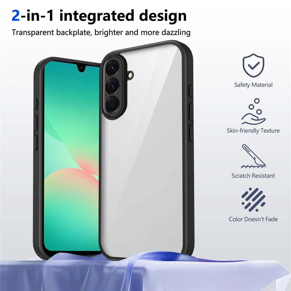 For Samsung Galaxy A26 5G Case Matte Skin Touch Clear PC + TPU Shockproof Phone Back Cover - Black - 2