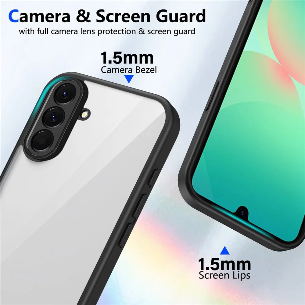 For Samsung Galaxy A26 5G Case Matte Skin Touch Clear PC + TPU Shockproof Phone Back Cover - Black - 4