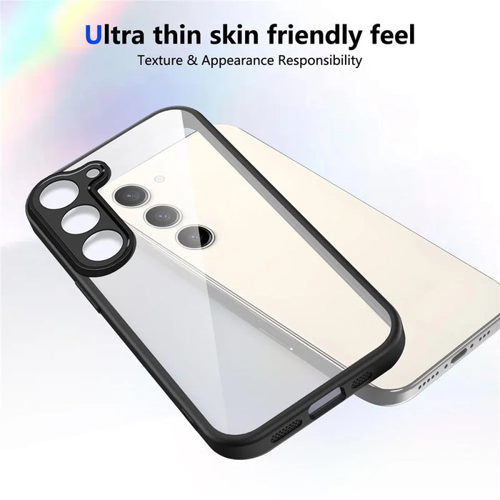 For Samsung Galaxy S23 Case Matte Skin Touch Clear PC + TPU Shockproof Phone Back Cover - Black - 3