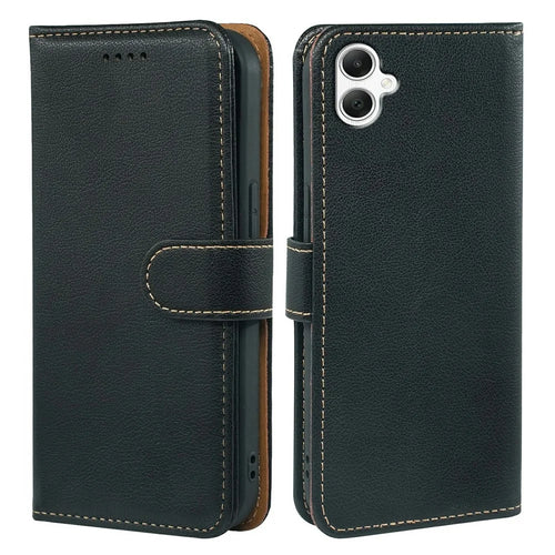 For Samsung Galaxy A08 5G / A08 4G / A07 4G Case RFID Blocking Wallet Litchi Texture Leather Phone Cover Magnetic Clasp - Black - 1