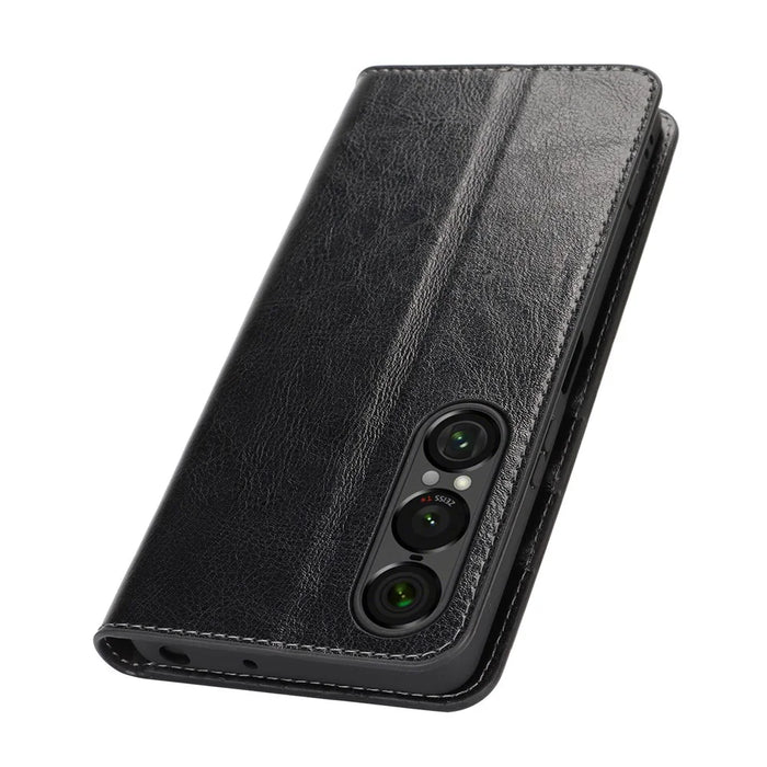 For Sony Xperia 1 VII Case Crazy Horse Texture Split Leather Wallet Phone Cover - Black - 7