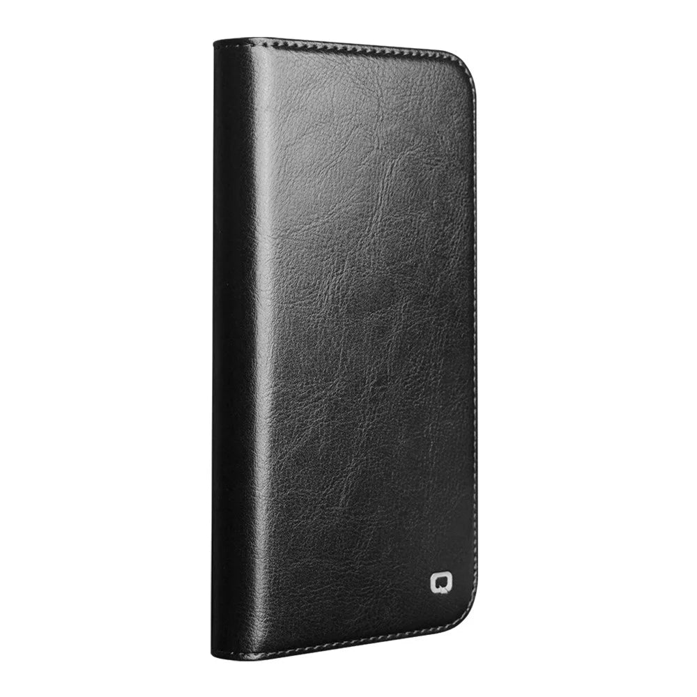 QIALINO For iPhone Air Case Wallet Stand Genuine Cow Leather Phone Cover - Black - 4