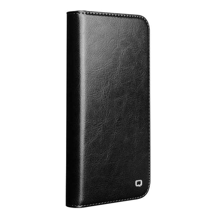 QIALINO For iPhone 17 Case Wallet Stand Genuine Cow Leather Phone Cover - Black - 4