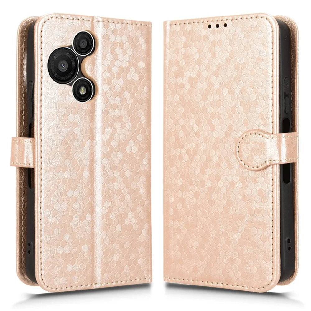 For TCL 60 SE NxtPaper 5G Wallet Case Dot Pattern Imprint PU Leather Phone Cover with Wrist Strap - Rose Gold - 1