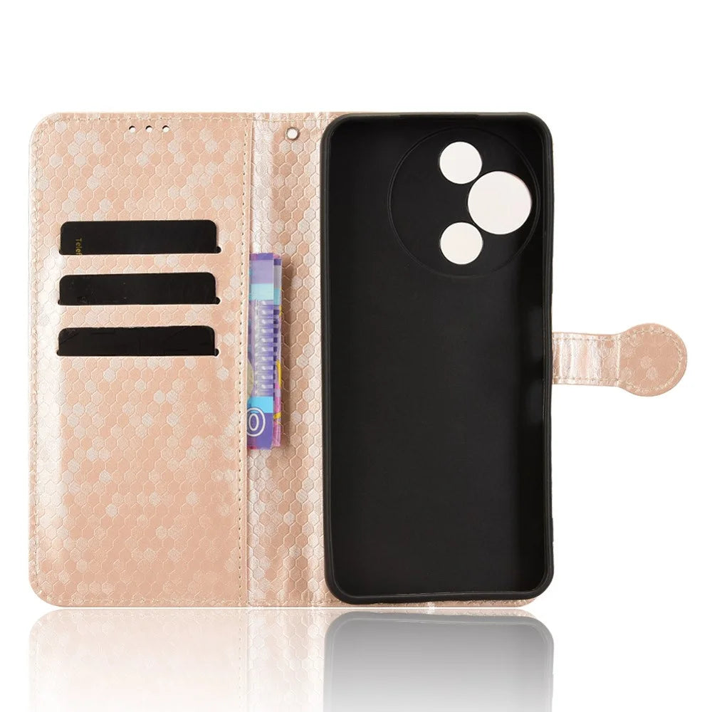 For TCL 60 SE NxtPaper 5G Wallet Case Dot Pattern Imprint PU Leather Phone Cover with Wrist Strap - Rose Gold - 4