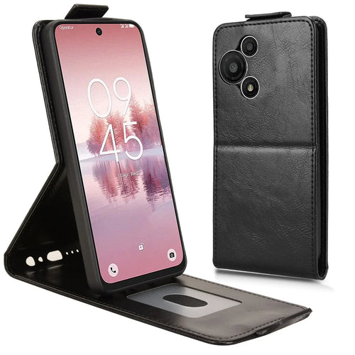 For TCL 60 SE NxtPaper 5G Stand Case Magnetic Clasp Vertical Flip Leather Phone Cover with Card Holder - Black - 1