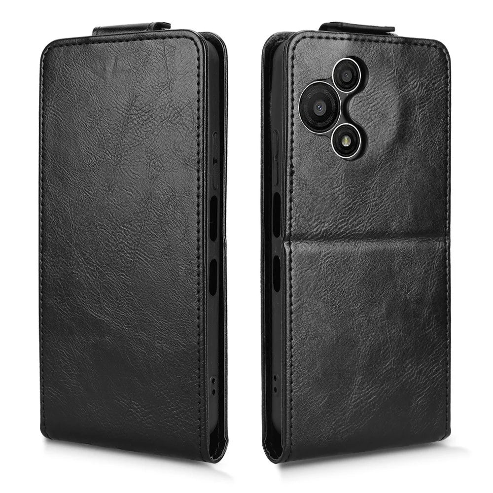 For TCL 60 SE NxtPaper 5G Stand Case Magnetic Clasp Vertical Flip Leather Phone Cover with Card Holder - Black - 6