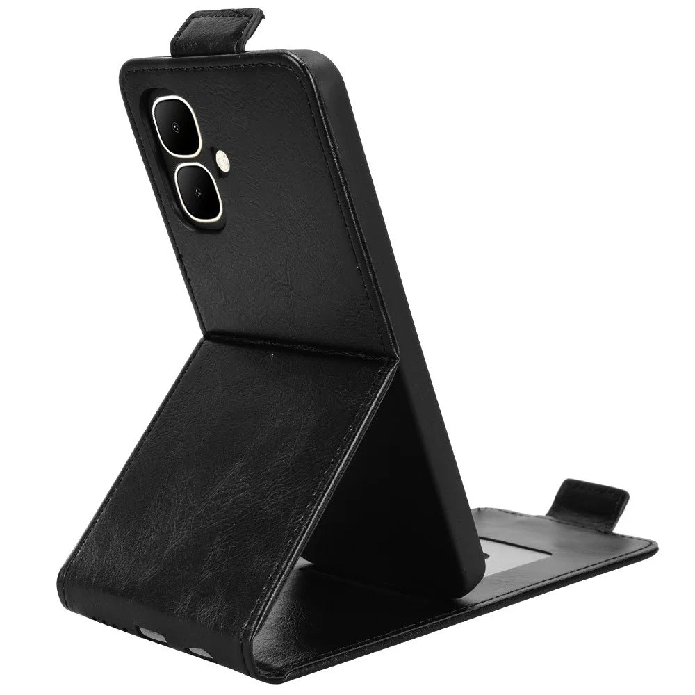 For TECNO Pop 10  /  Infinix Smart 10 Stand Case Magnetic Clasp Vertical Flip Leather Phone Cover with Card Holder - Black - 2