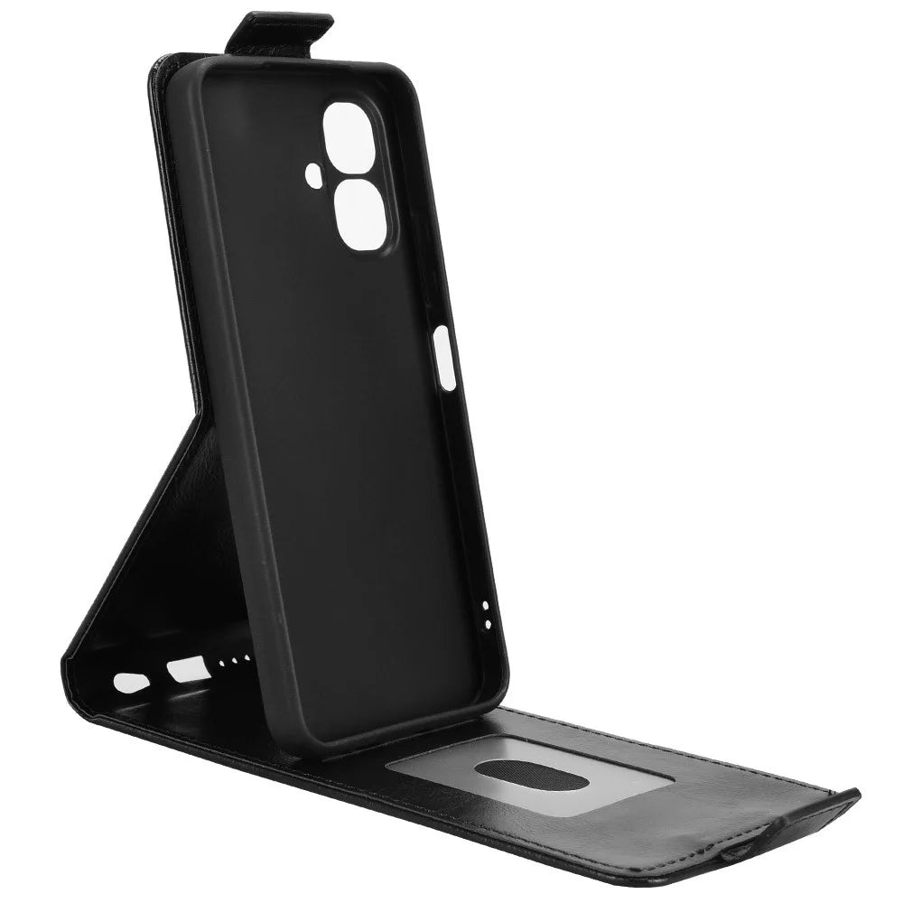 For TECNO Pop 10  /  Infinix Smart 10 Stand Case Magnetic Clasp Vertical Flip Leather Phone Cover with Card Holder - Black - 3