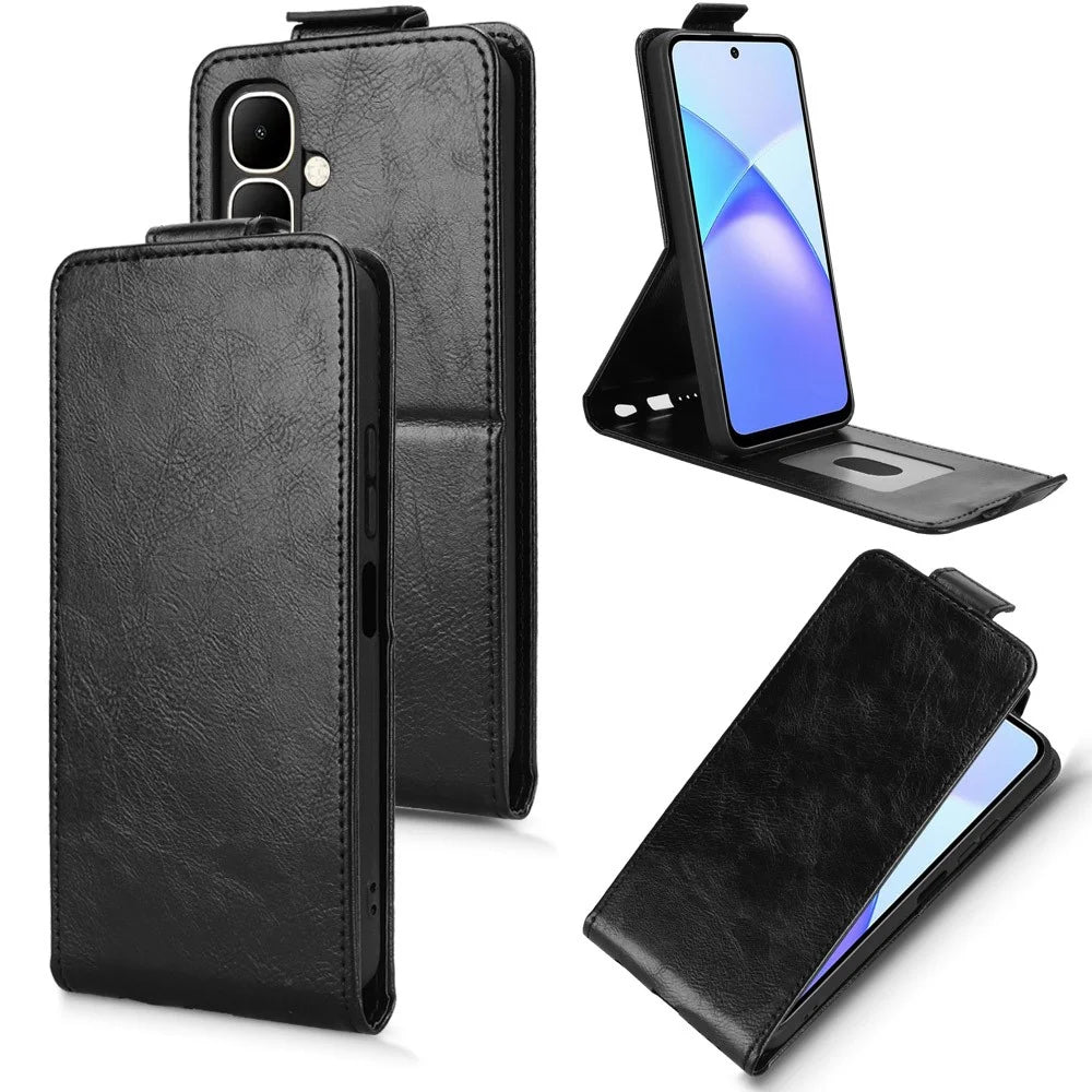 For TECNO Pop 10  /  Infinix Smart 10 Stand Case Magnetic Clasp Vertical Flip Leather Phone Cover with Card Holder - Black - 5