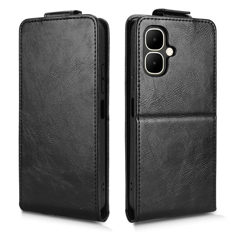 For TECNO Pop 10  /  Infinix Smart 10 Stand Case Magnetic Clasp Vertical Flip Leather Phone Cover with Card Holder - Black - 6