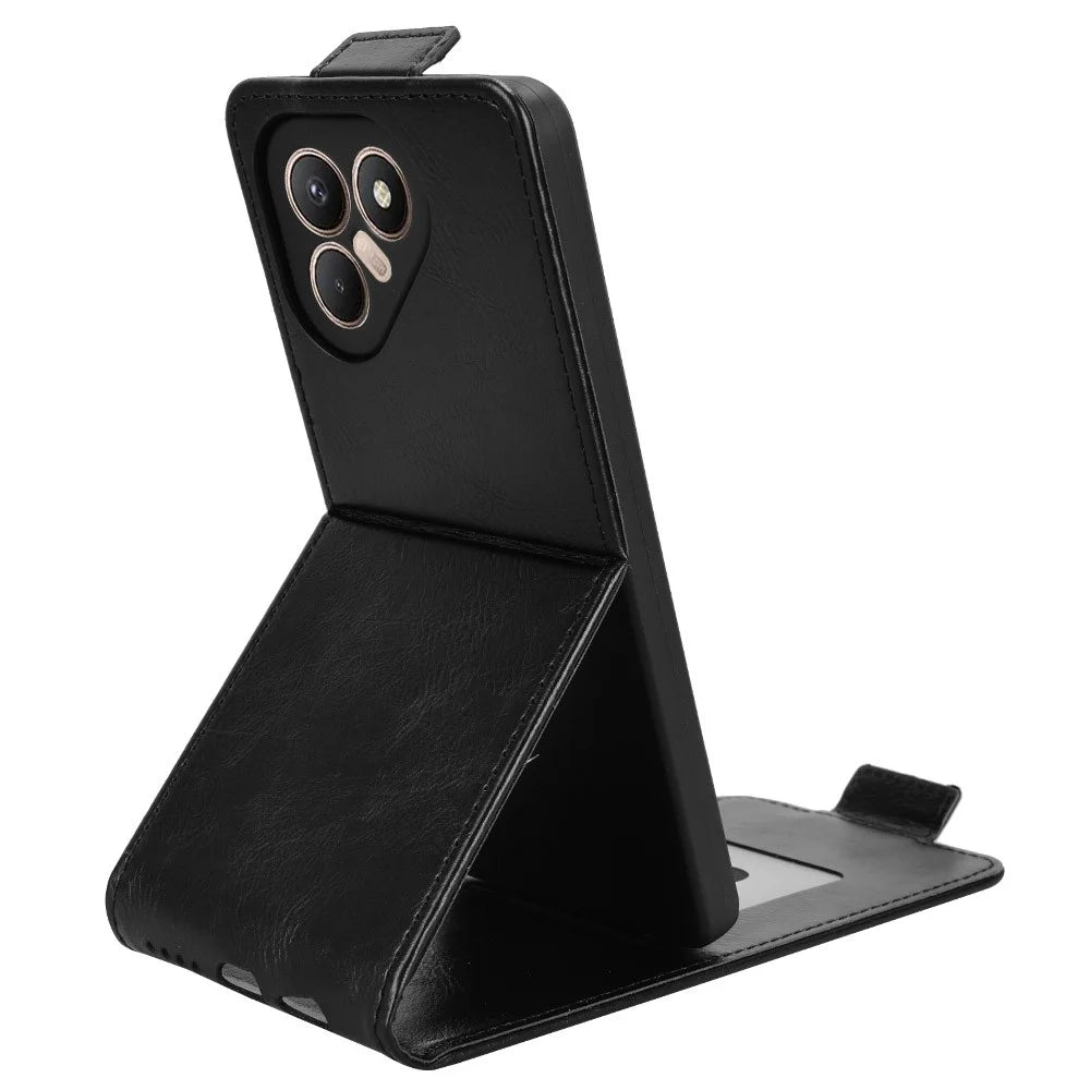For TECNO Pova 7 4G Stand Case Magnetic Clasp Vertical Flip Leather Phone Cover with Card Holder - Black - 2