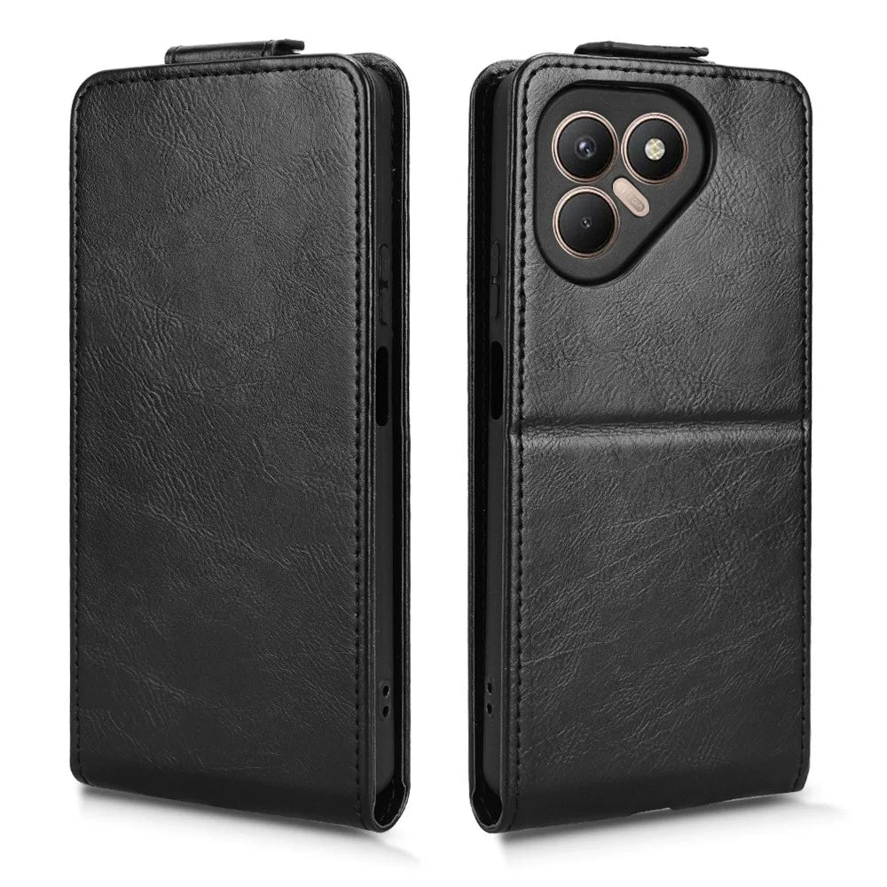 For TECNO Pova 7 4G Stand Case Magnetic Clasp Vertical Flip Leather Phone Cover with Card Holder - Black - 6