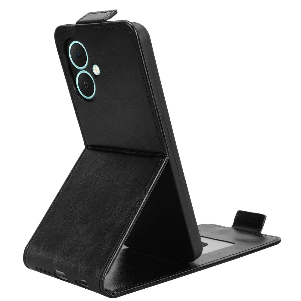 For TECNO Spark Go 2 4G Stand Case Magnetic Clasp Vertical Flip Leather Phone Cover with Card Holder - Black - 2