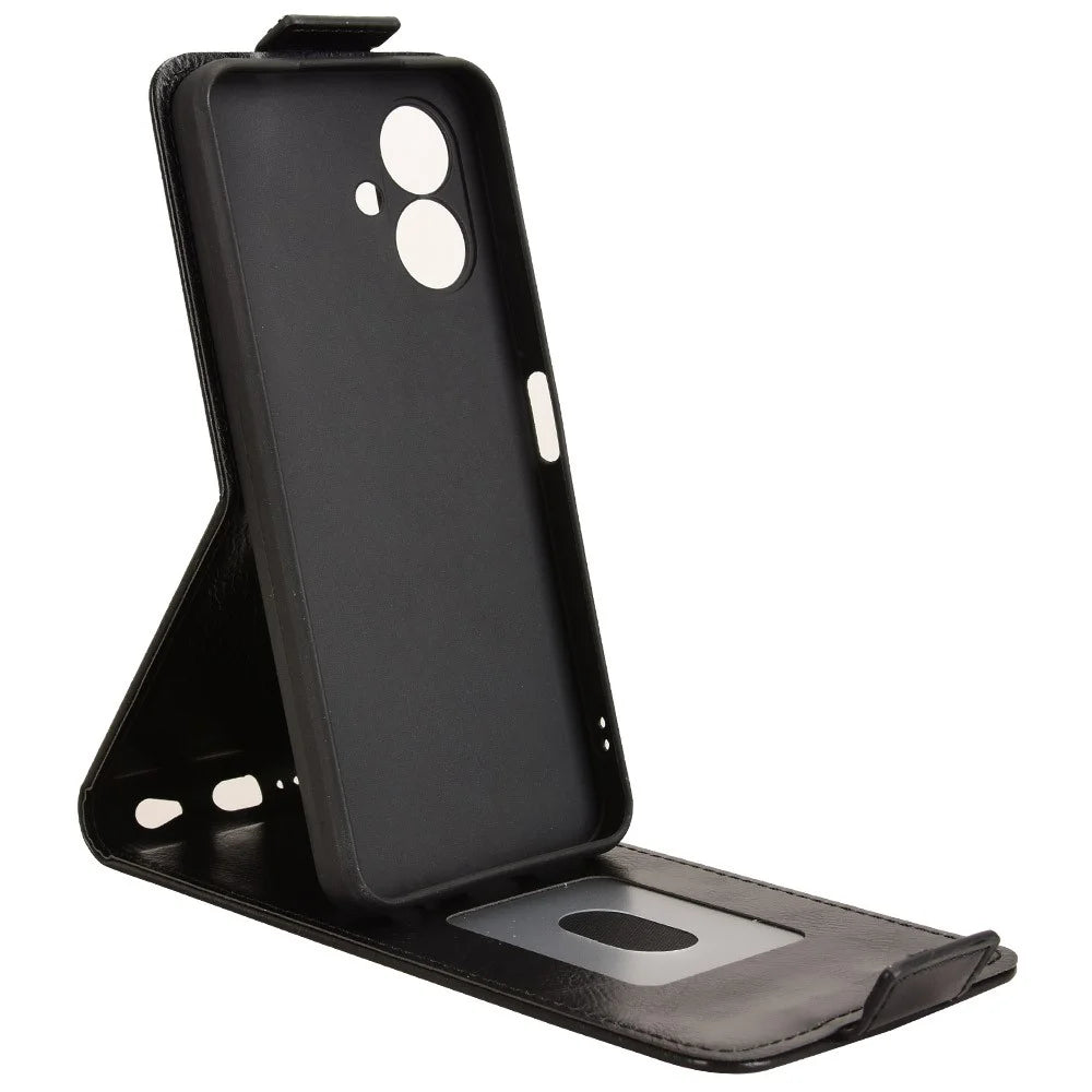 For TECNO Spark Go 2 4G Stand Case Magnetic Clasp Vertical Flip Leather Phone Cover with Card Holder - Black - 3