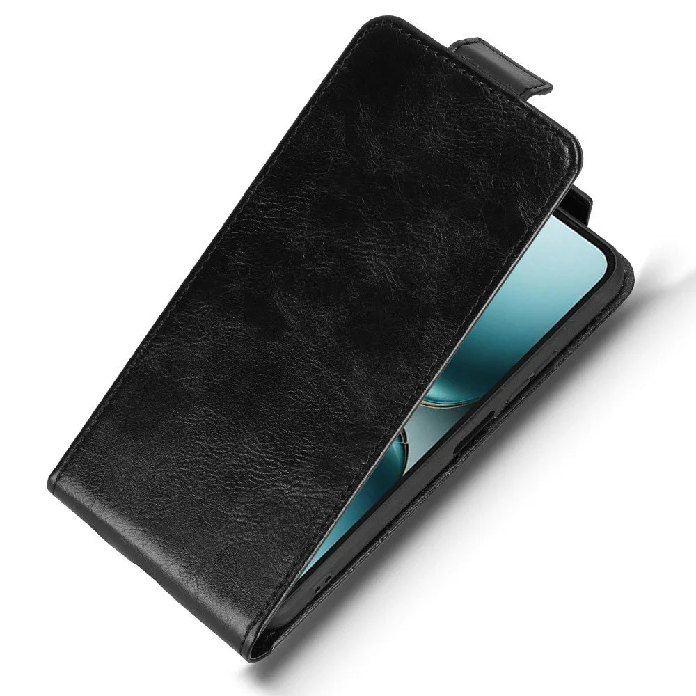 For TECNO Spark Go 2 4G Stand Case Magnetic Clasp Vertical Flip Leather Phone Cover with Card Holder - Black - 4