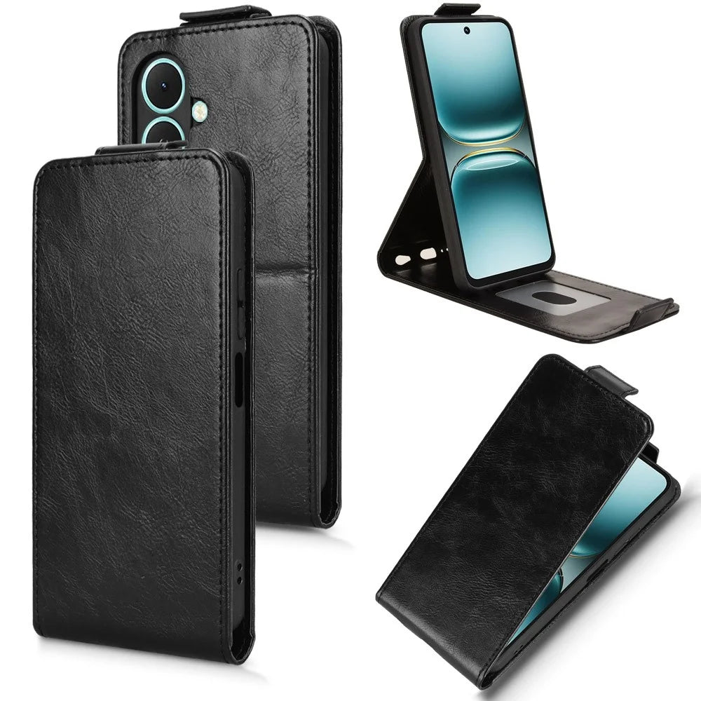 For TECNO Spark Go 2 4G Stand Case Magnetic Clasp Vertical Flip Leather Phone Cover with Card Holder - Black - 5