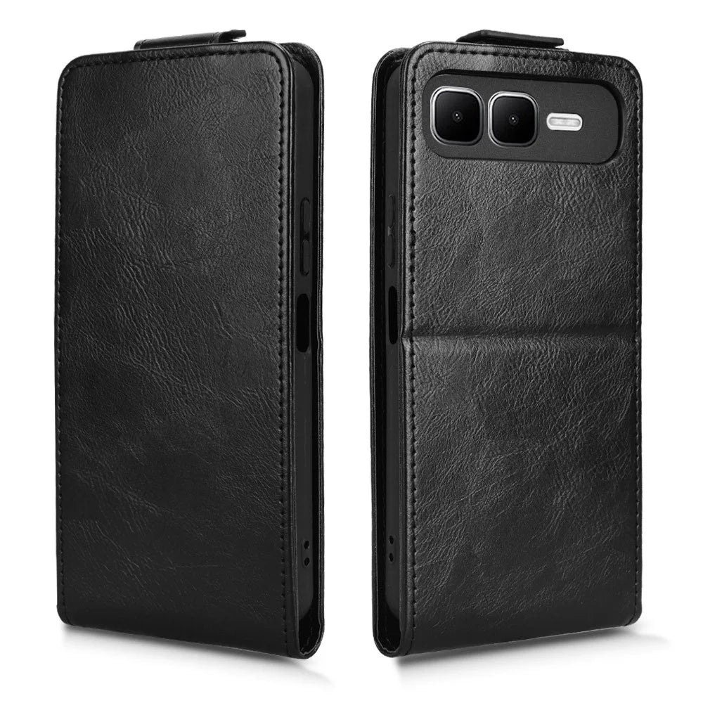 For Infinix Smart 10 Plus Stand Case Magnetic Clasp Vertical Flip Leather Phone Cover with Card Holder - Black - 6