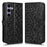 For Samsung Galaxy S25 FE Wallet Case Dot Pattern Imprint PU Leather Phone Cover with Wrist Strap - Black - 1