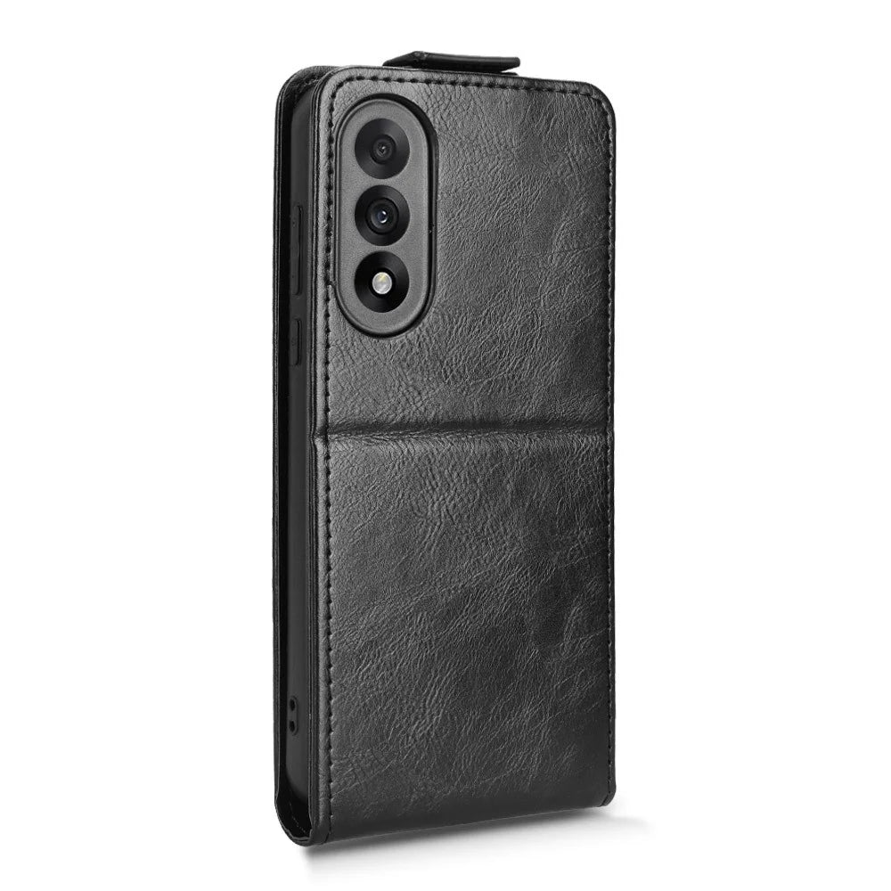 For OnePlus Nord 5 5G / Ace 5 Ultra 5G Stand Case Magnetic Clasp Vertical Flip Leather Phone Cover with Card Holder - Black - 6