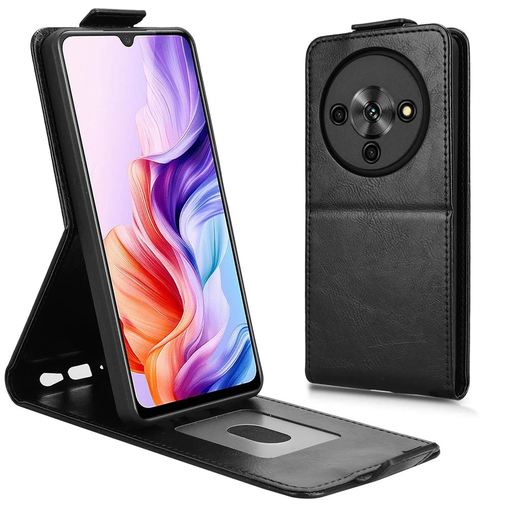 For ZTE Blade A76 5G Stand Case Magnetic Clasp Vertical Flip Leather Phone Cover with Card Holder - Black - 1