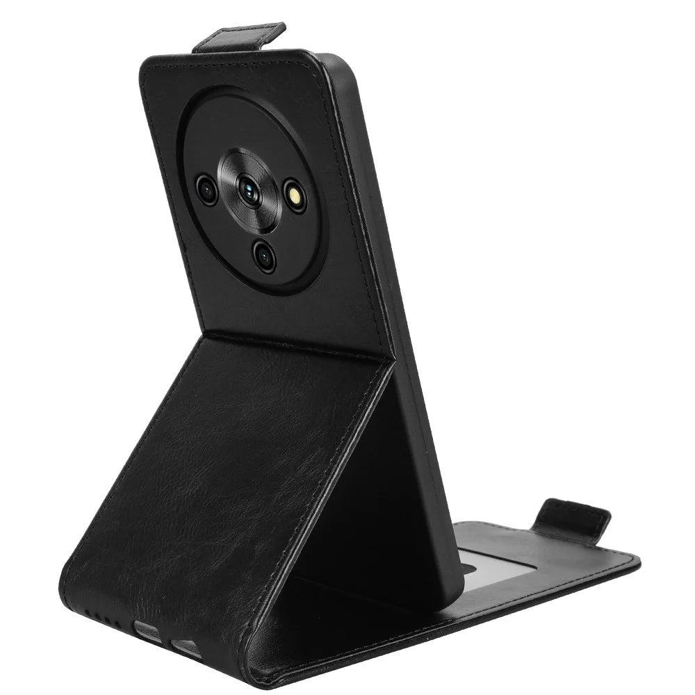For ZTE Blade A76 5G Stand Case Magnetic Clasp Vertical Flip Leather Phone Cover with Card Holder - Black - 2