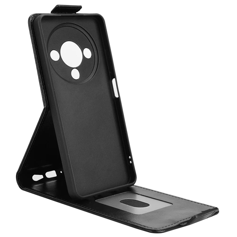 For ZTE Blade A76 5G Stand Case Magnetic Clasp Vertical Flip Leather Phone Cover with Card Holder - Black - 3