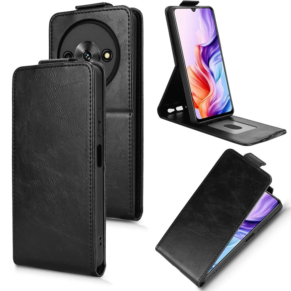 For ZTE Blade A76 5G Stand Case Magnetic Clasp Vertical Flip Leather Phone Cover with Card Holder - Black - 5