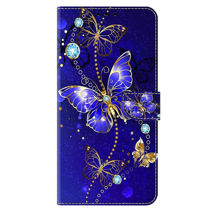 For iPhone 17 Case 3D Pattern PU Leather Wallet Phone Cover with Stand - Diamond Butterfly - 5