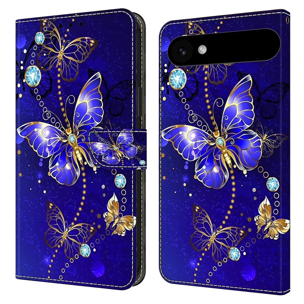 For iPhone Air Case 3D Pattern PU Leather Wallet Phone Cover with Stand - Diamond Butterfly - 1