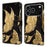 For iPhone 18 Pro / 17 Pro Case Magnetic Clasp 3D Pattern Leather Wallet Phone Cover - Golden Butterfly - 1