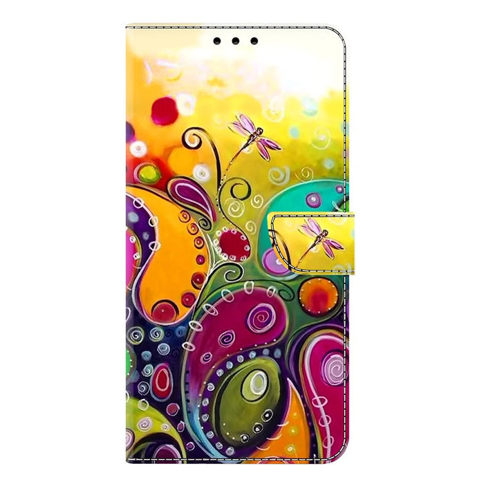 For iPhone 17 Case PU Leather Wallet Phone Cover with Stand - Colorful Flower - 5
