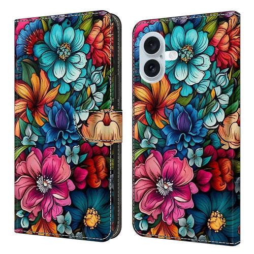 For iPhone 17 Case with Card Slot Pattern Printed TPU + PU Leather Flip Phone Cover - Staphyllum - 1