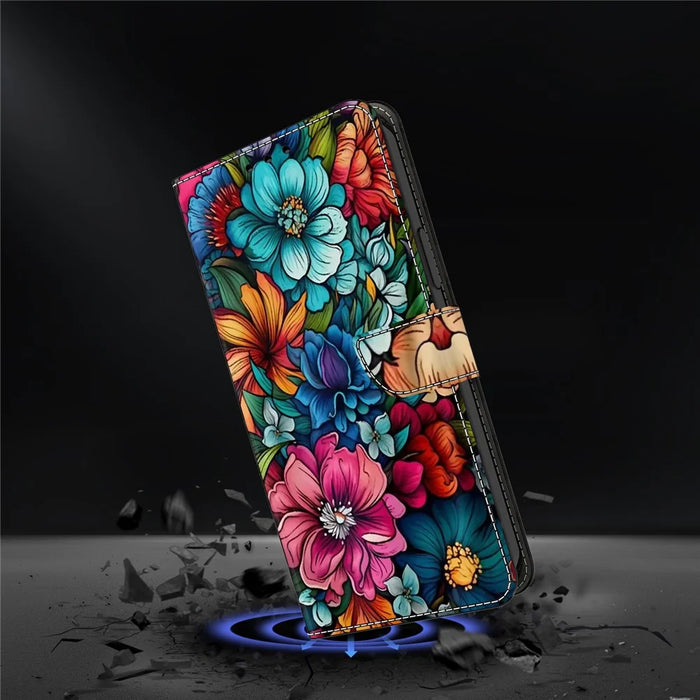 For iPhone 17 Case with Card Slot Pattern Printed TPU + PU Leather Flip Phone Cover - Staphyllum - 4
