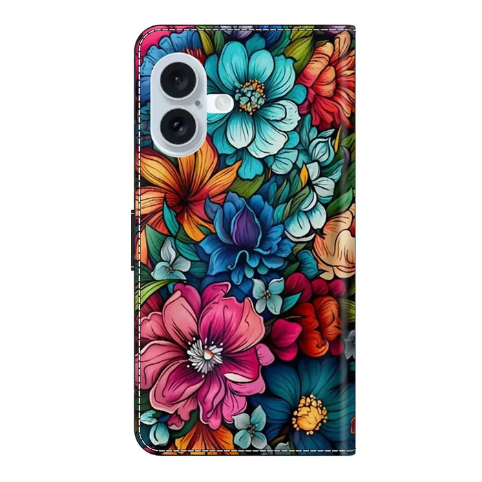 For iPhone 17 Case with Card Slot Pattern Printed TPU + PU Leather Flip Phone Cover - Staphyllum - 6