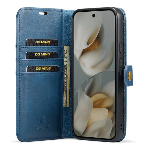 DG.MING for Google Pixel 10 Pro  /  Pixel 10 Case Detachable Split Leather Phone Cover - Blue - 2