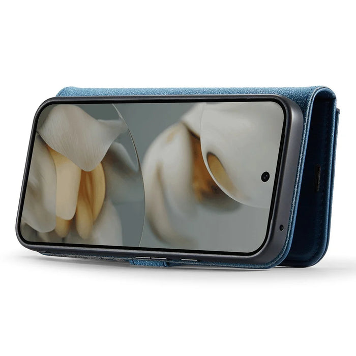 DG.MING for Google Pixel 10 Pro  /  Pixel 10 Case Detachable Split Leather Phone Cover - Blue - 3